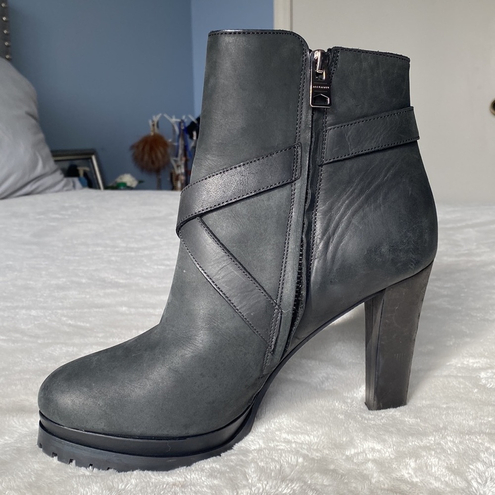 ALL SAINTS BLACK LEATHER DOUBLE STRAP BOOTS MADE IN PORTUGAL - Picture 2 of 4